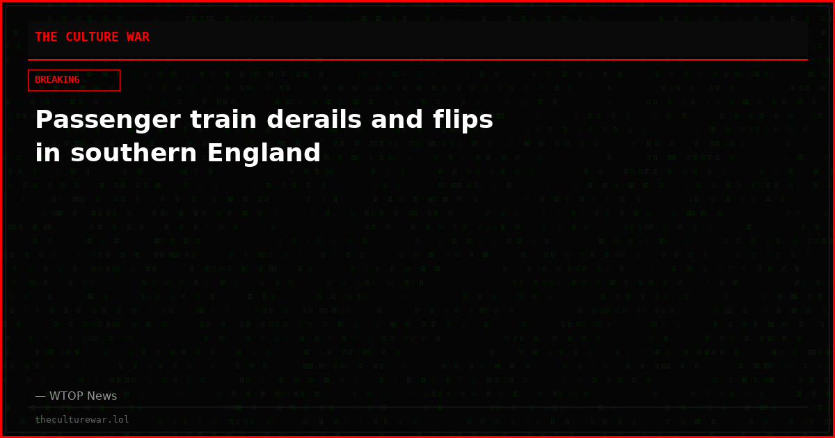Passenger train derails and flips in southern England