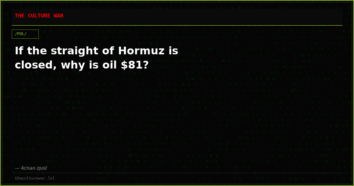If the straight of Hormuz is closed, why is oil $81?