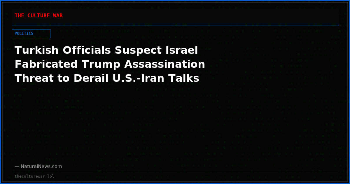 Turkish Officials Suspect Israel Fabricated Trump Assassination Threat to Derail U.S.-Iran Talks