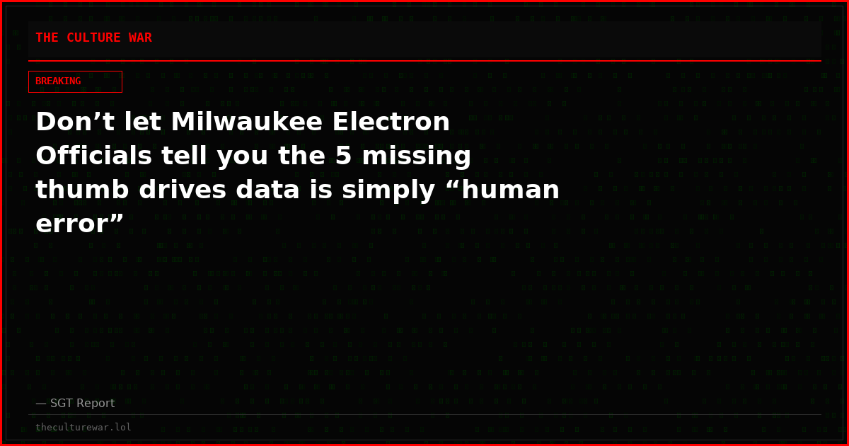 Don’t let Milwaukee Electron Officials tell you the 5 missing thumb drives data is simply “human error”
