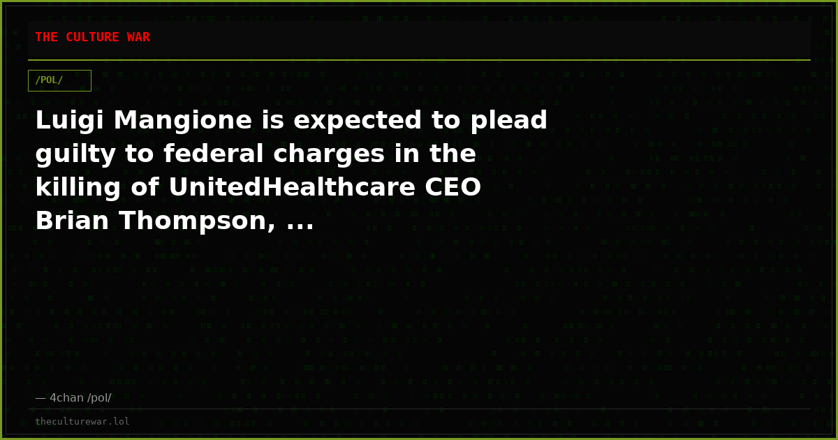 Luigi Mangione is expected to plead guilty to federal charges in the killing of UnitedHealthcare CEO Brian Thompson, ...
