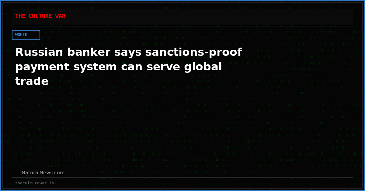 Russian banker says sanctions-proof payment system can serve global trade