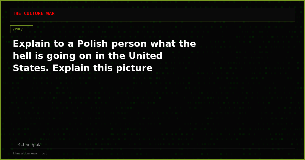 Explain to a Polish person what the hell is going on in the United States. Explain this picture
