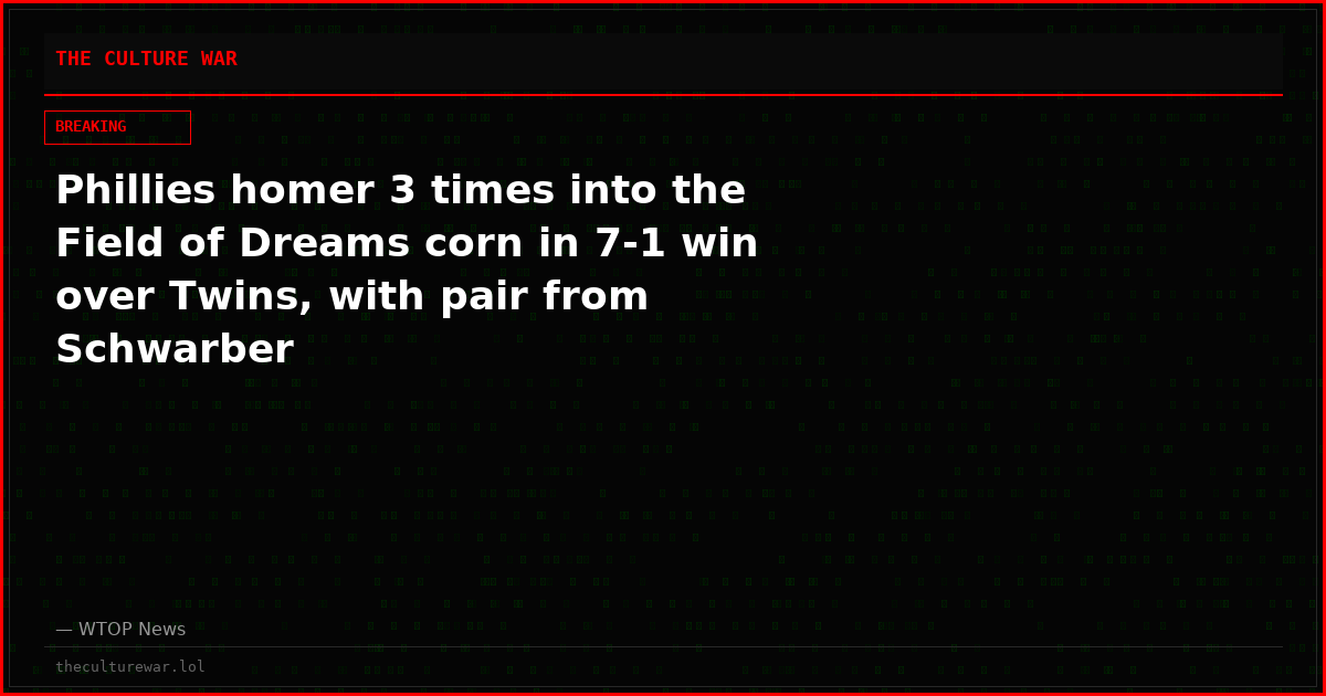 Phillies homer 3 times into the Field of Dreams corn in 7-1 win over Twins, with pair from Schwarber