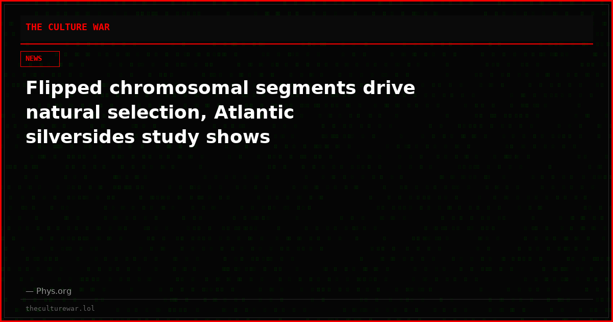 Flipped chromosomal segments drive natural selection, Atlantic silversides study shows