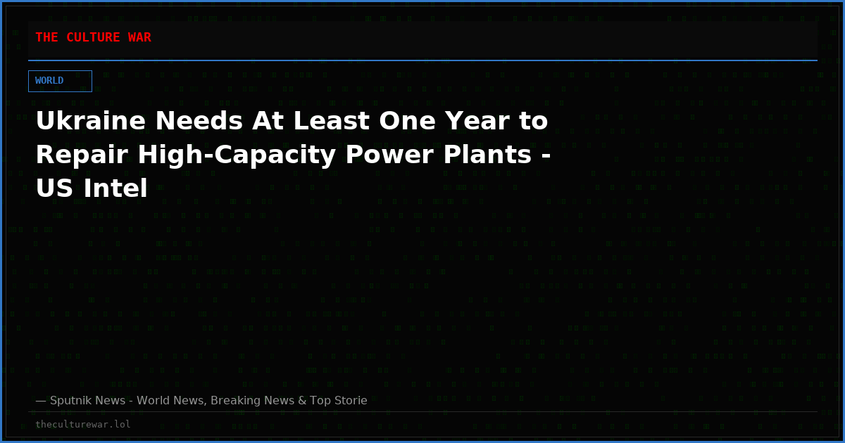 Ukraine Needs At Least One Year to Repair High-Capacity Power Plants - US Intel