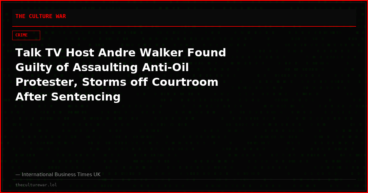 Talk TV Host Andre Walker Found Guilty of Assaulting Anti-Oil Protester, Storms off Courtroom After Sentencing