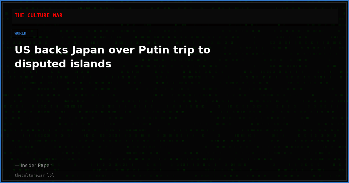 US backs Japan over Putin trip to disputed islands
