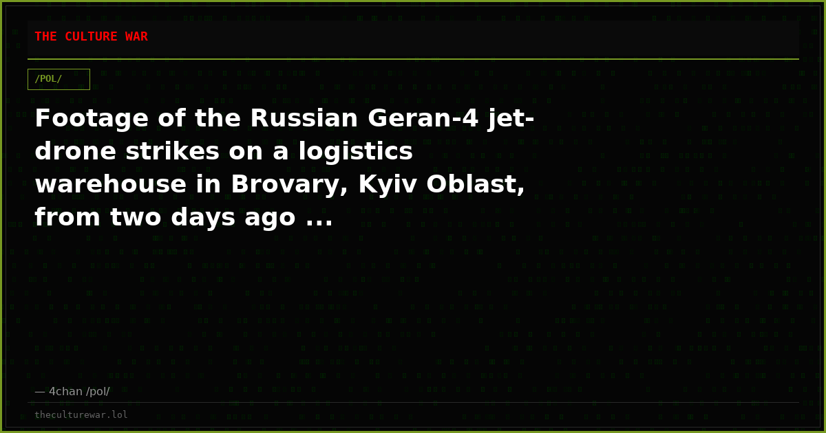Footage of the Russian Geran-4 jet-drone strikes on a logistics warehouse in Brovary, Kyiv Oblast, from two days ago ...