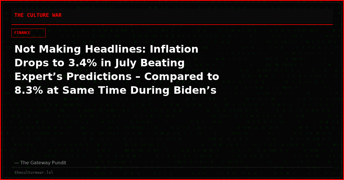 Not Making Headlines: Inflation Drops to 3.4% in July Beating Expert’s Predictions – Compared to 8.3% at Same Time During Biden’s Autopen Presidency
