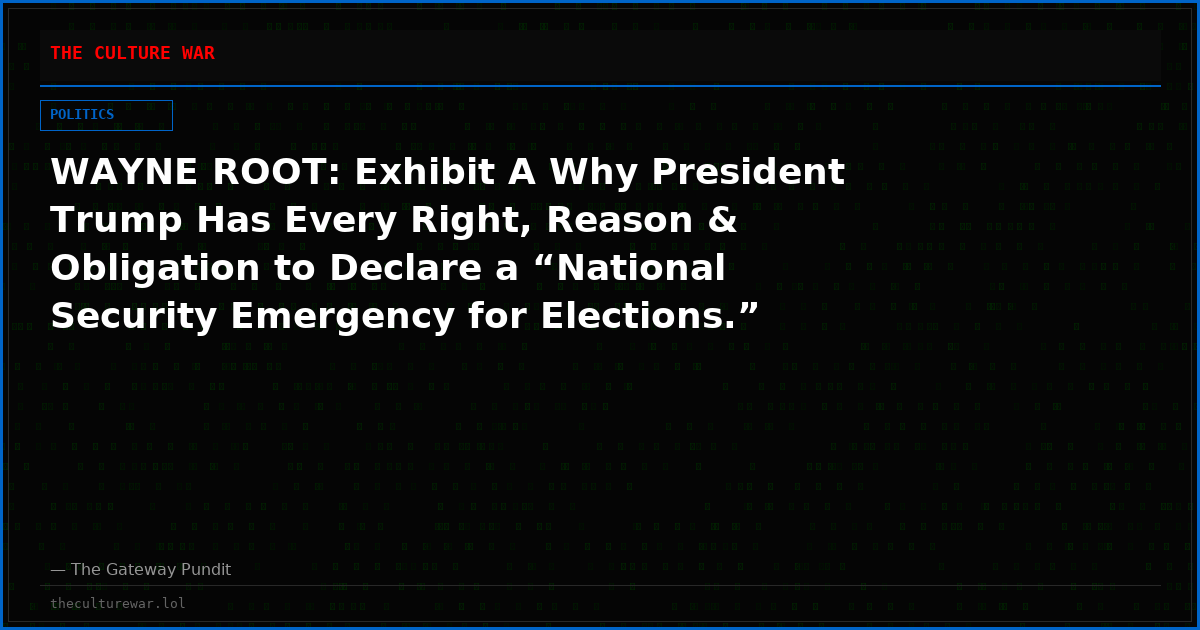 WAYNE ROOT: Exhibit A Why President Trump Has Every Right, Reason & Obligation to Declare a “National Security Emergency for Elections.”