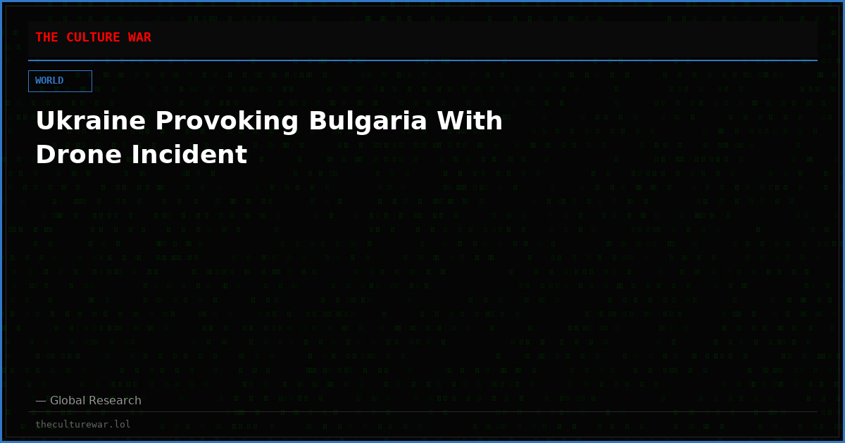 Ukraine Provoking Bulgaria With Drone Incident