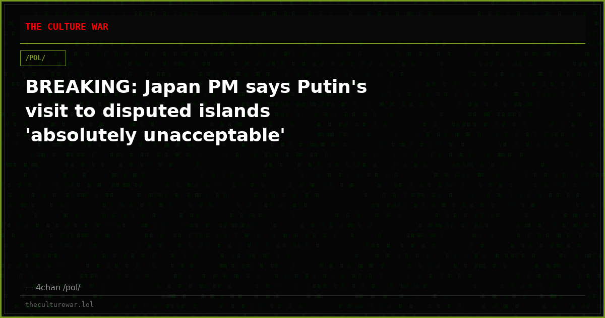 BREAKING: Japan PM says Putin's visit to disputed islands 'absolutely unacceptable'