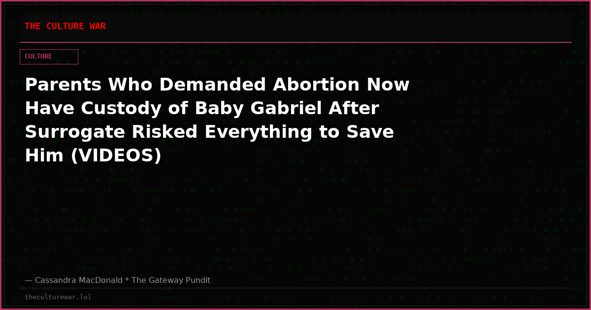 Parents Who Demanded Abortion Now Have Custody of Baby Gabriel After Surrogate Risked Everything to Save Him (VIDEOS)