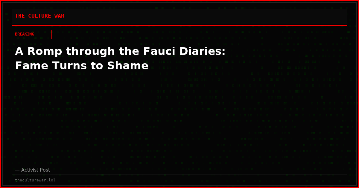 A Romp through the Fauci Diaries: Fame Turns to Shame