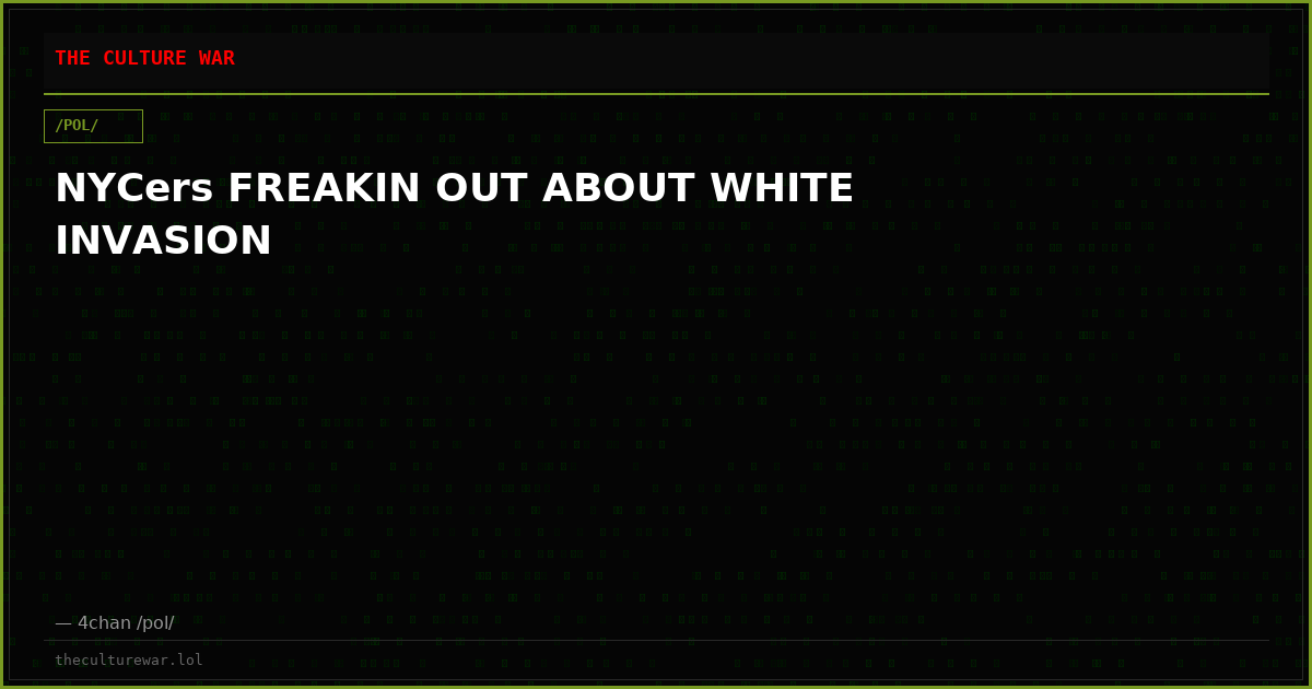 NYCers FREAKIN OUT ABOUT WHITE INVASION