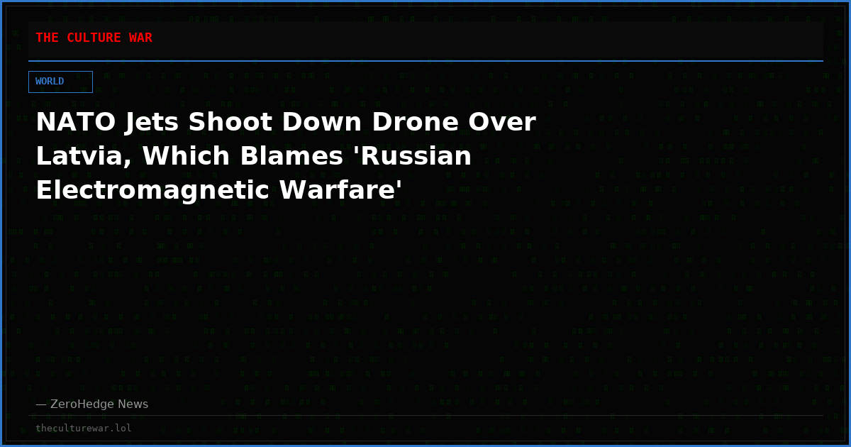 NATO Jets Shoot Down Drone Over Latvia, Which Blames 'Russian Electromagnetic Warfare'