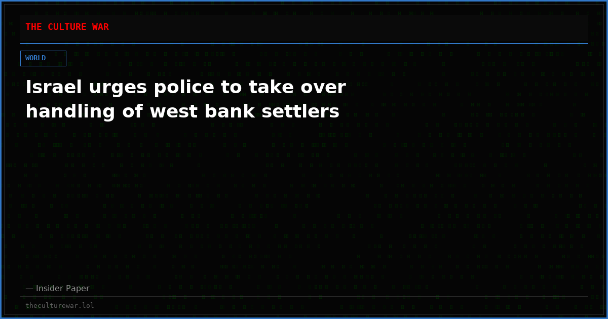 Israel urges police to take over handling of west bank settlers