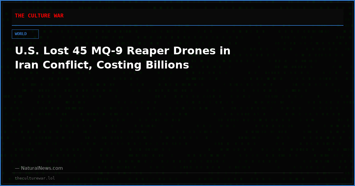 U.S. Lost 45 MQ-9 Reaper Drones in Iran Conflict, Costing Billions