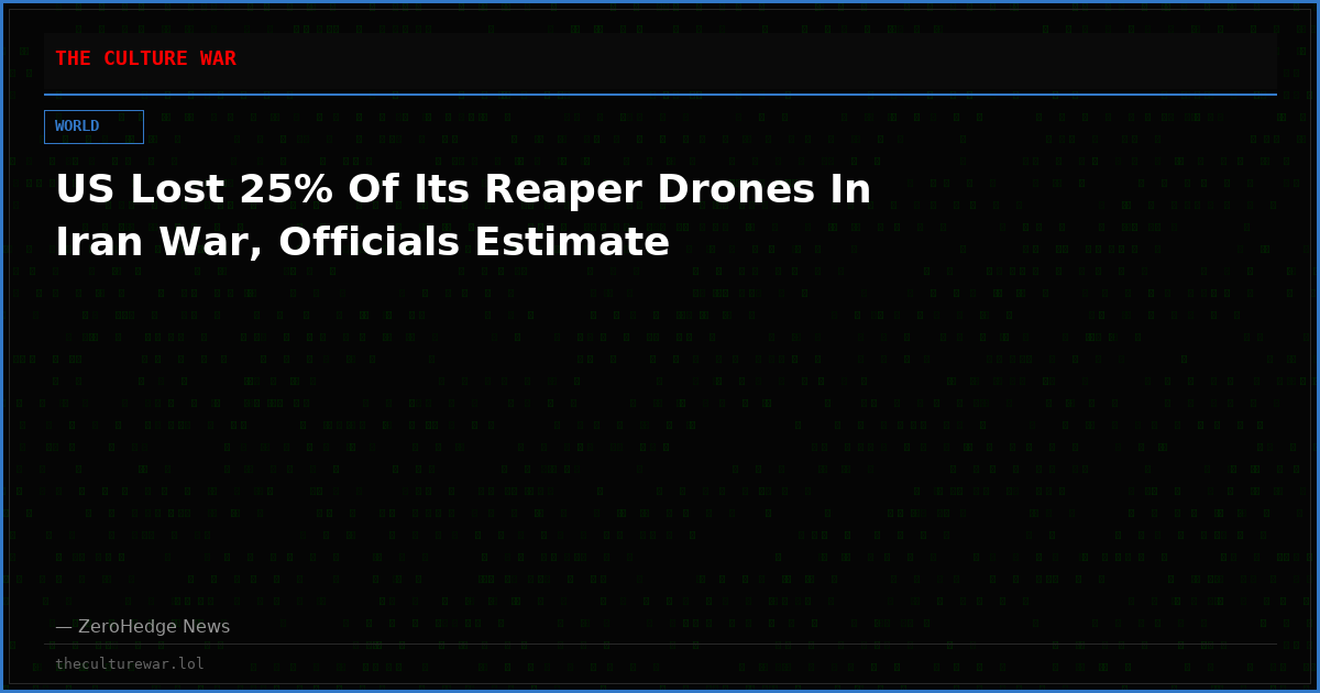 US Lost 25% Of Its Reaper Drones In Iran War, Officials Estimate