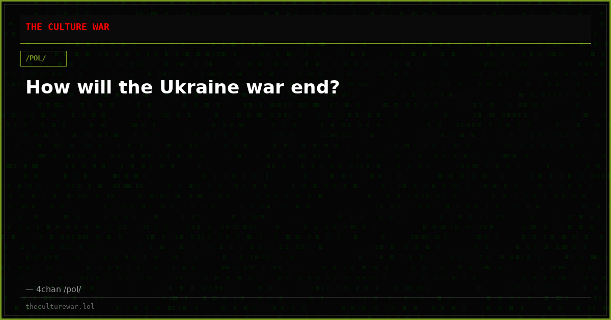 How will the Ukraine war end?