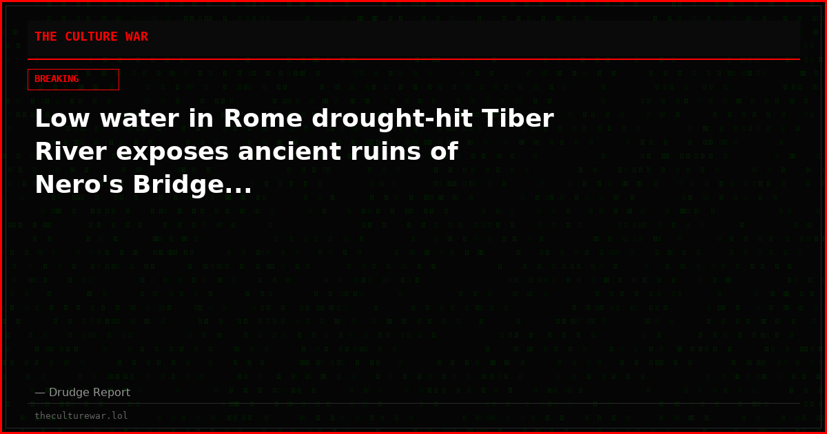 Low water in Rome drought-hit Tiber River exposes ancient ruins of Nero's Bridge...