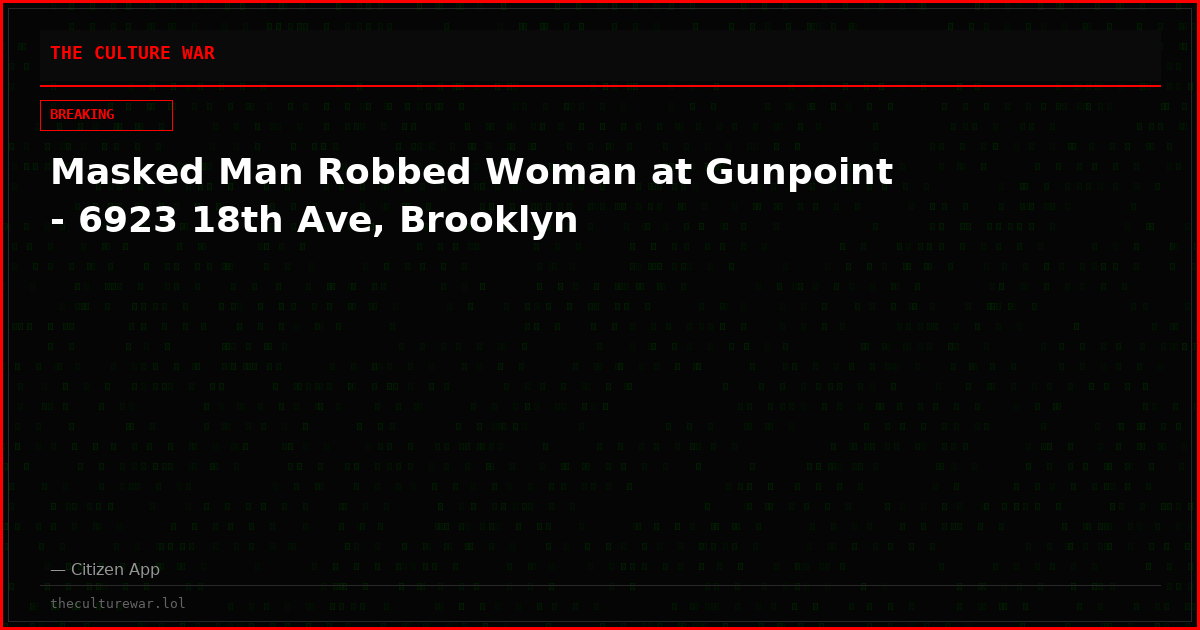 Masked Man Robbed Woman at Gunpoint - 6923 18th Ave, Brooklyn