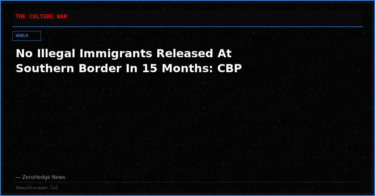 No Illegal Immigrants Released At Southern Border In 15 Months: CBP