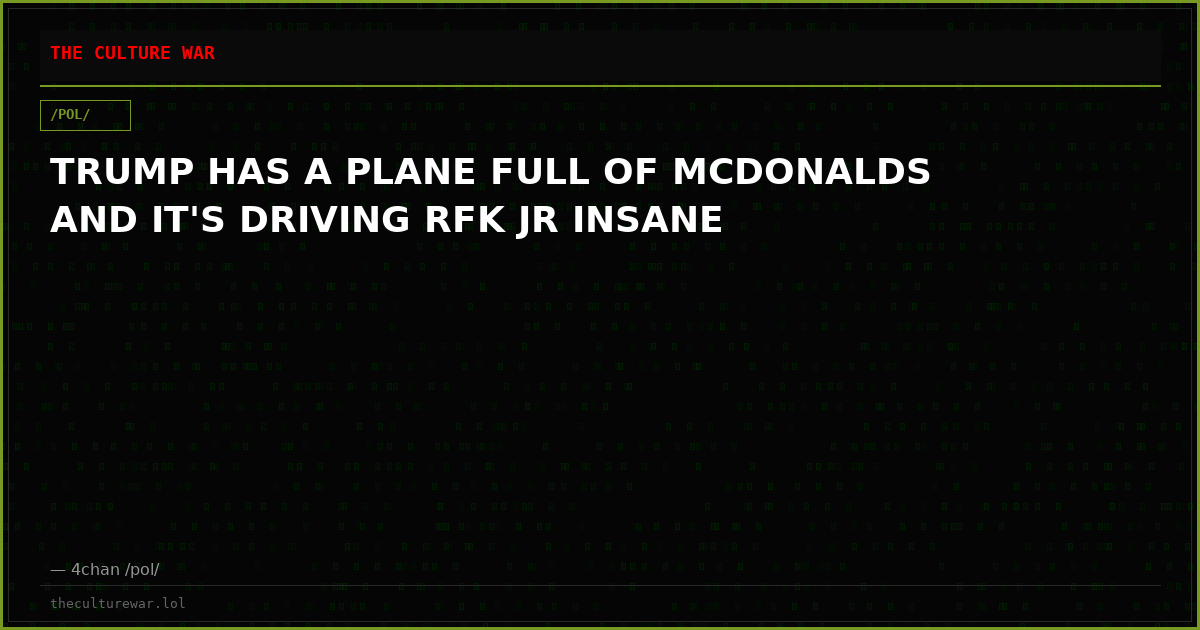 TRUMP HAS A PLANE FULL OF MCDONALDS AND IT'S DRIVING RFK JR INSANE