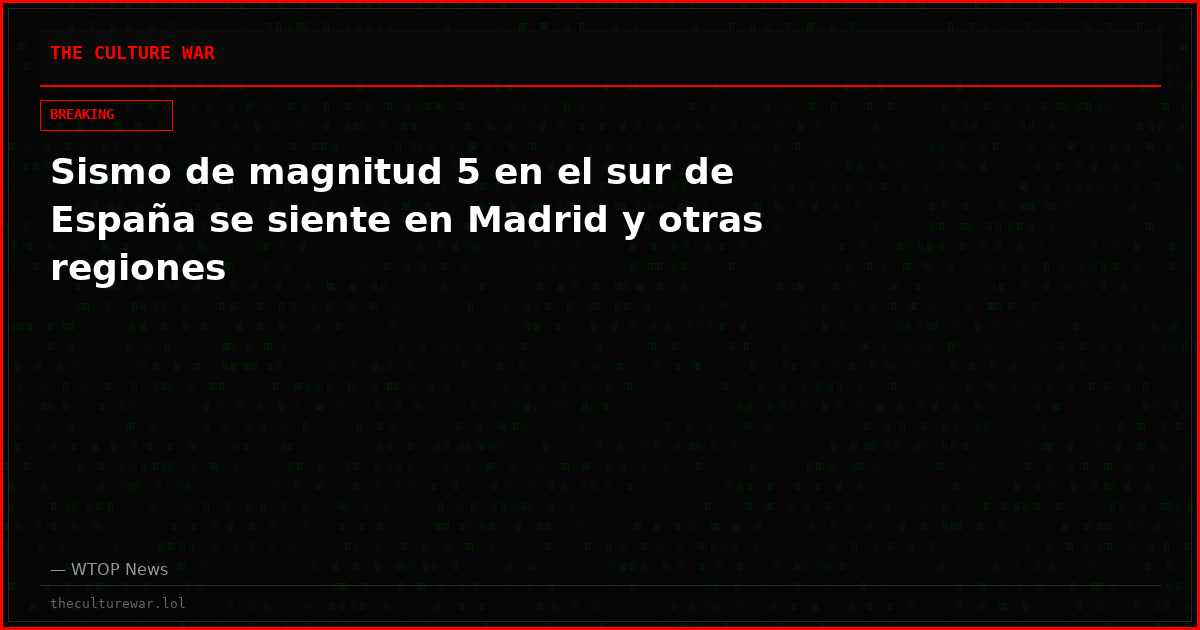 Sismo de magnitud 5 en el sur de España se siente en Madrid y otras regiones