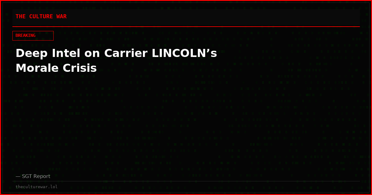 Deep Intel on Carrier LINCOLN’s Morale Crisis
