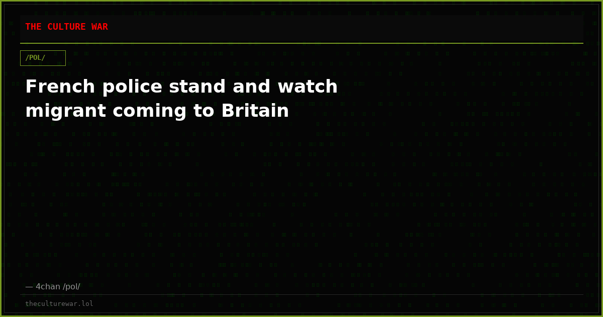 French police stand and watch migrant coming to Britain