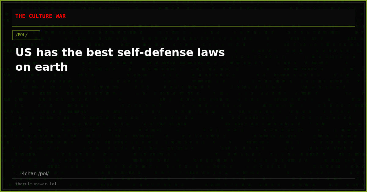 US has the best self-defense laws on earth