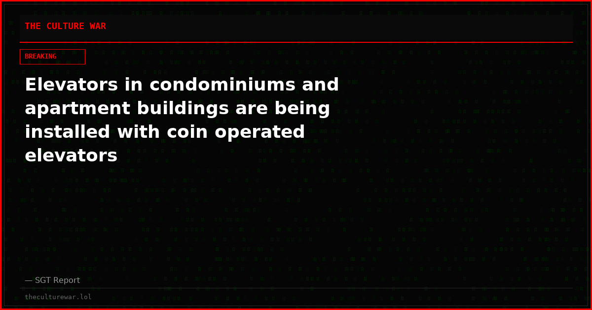 Elevators in condominiums and apartment buildings are being installed with coin operated elevators
