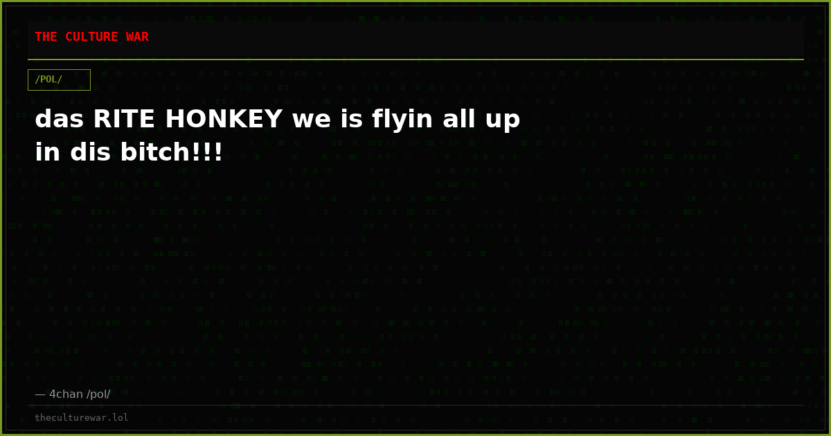 das RITE HONKEY we is flyin all up in dis bitch!!!