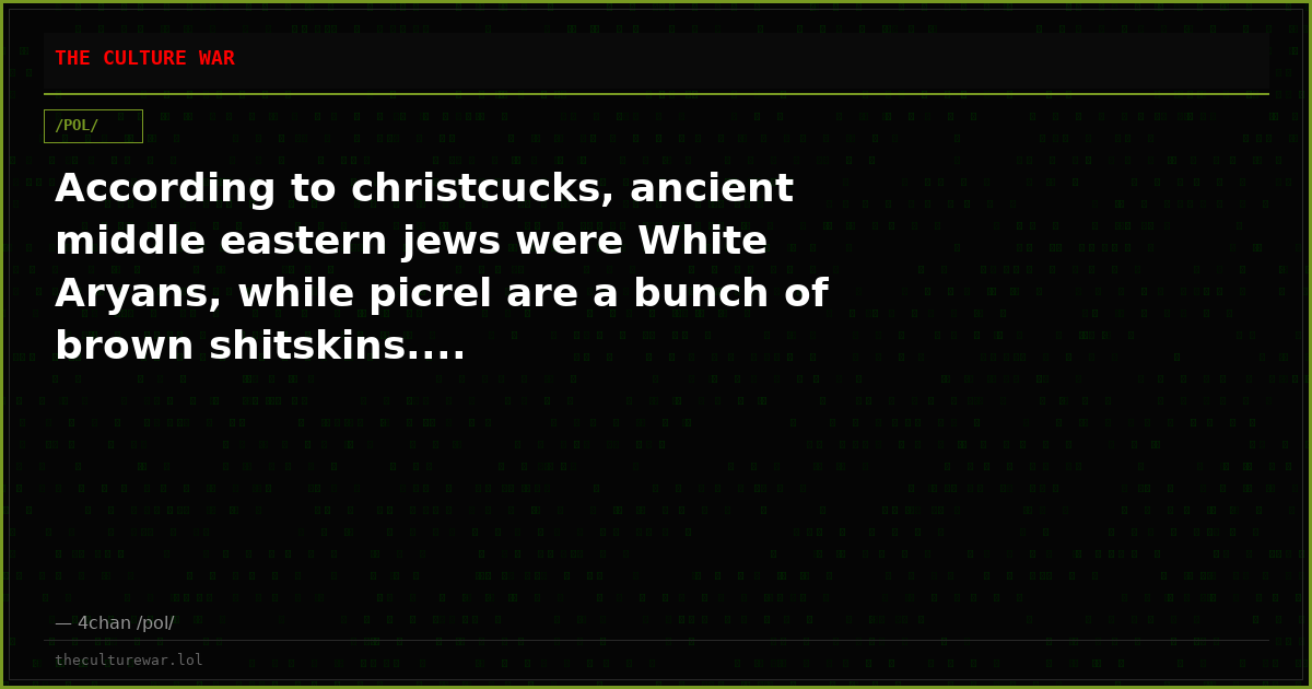 According to christcucks, ancient middle eastern jews were White Aryans, while picrel are a bunch of brown shitskins....