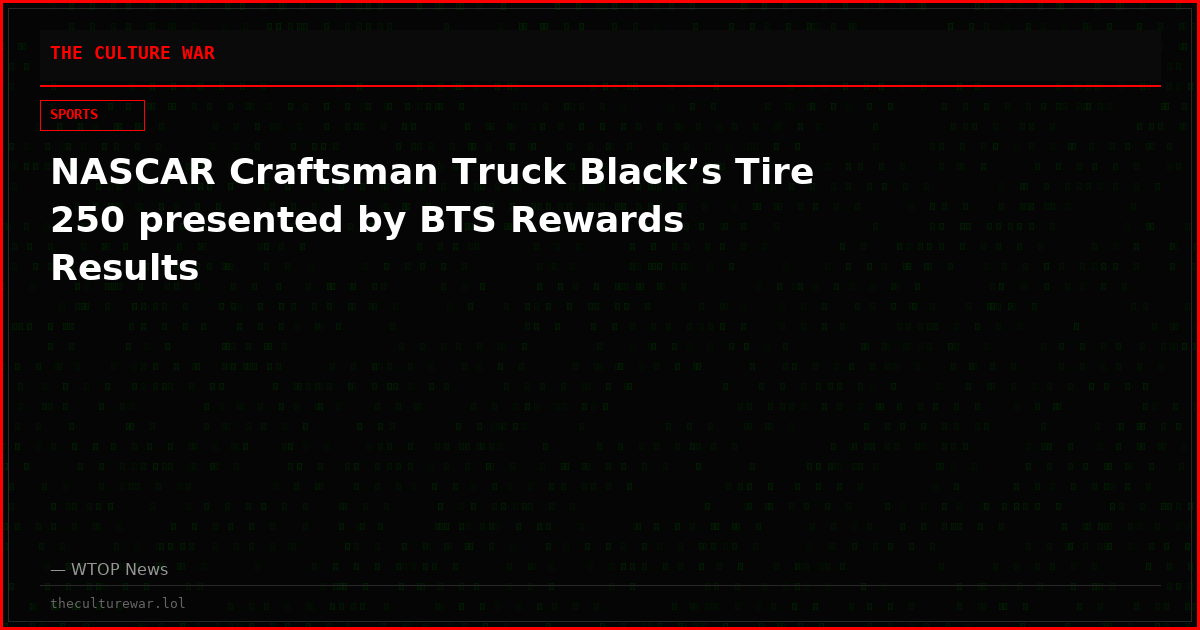 NASCAR Craftsman Truck Black’s Tire 250 presented by BTS Rewards Results