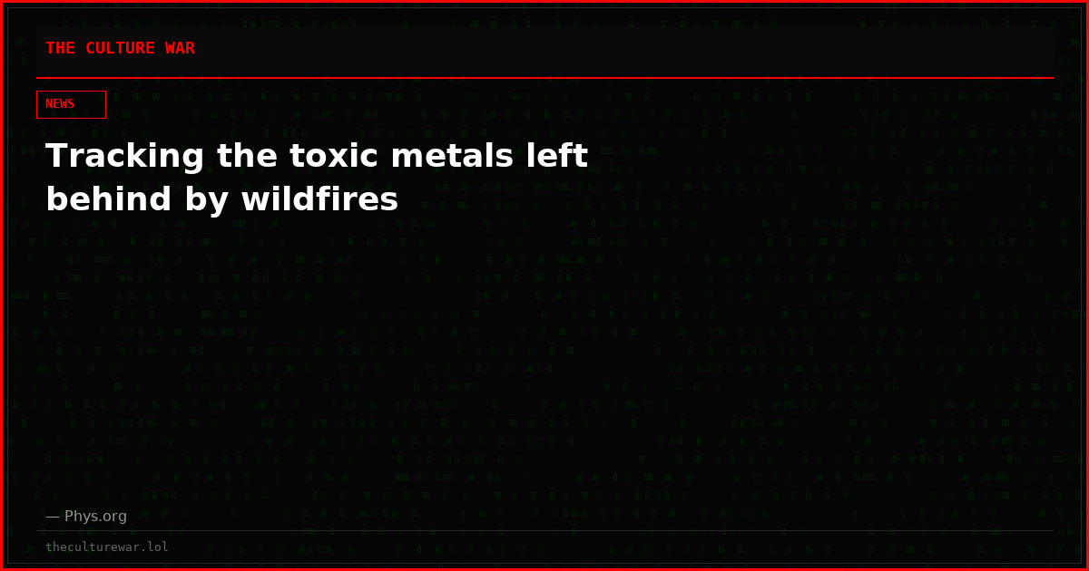 Tracking the toxic metals left behind by wildfires