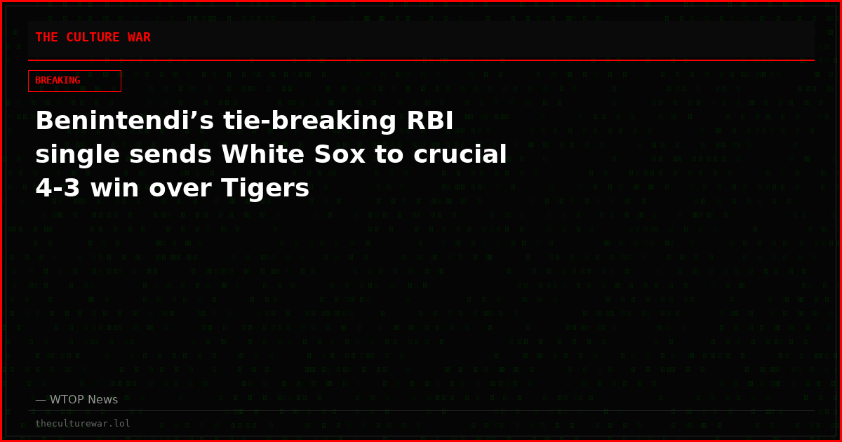 Benintendi’s tie-breaking RBI single sends White Sox to crucial 4-3 win over Tigers
