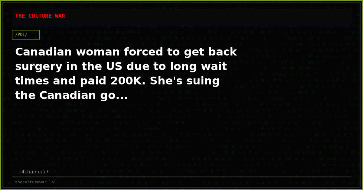 Canadian woman forced to get back surgery in the US due to long wait times and paid 200K. She's suing the Canadian go...