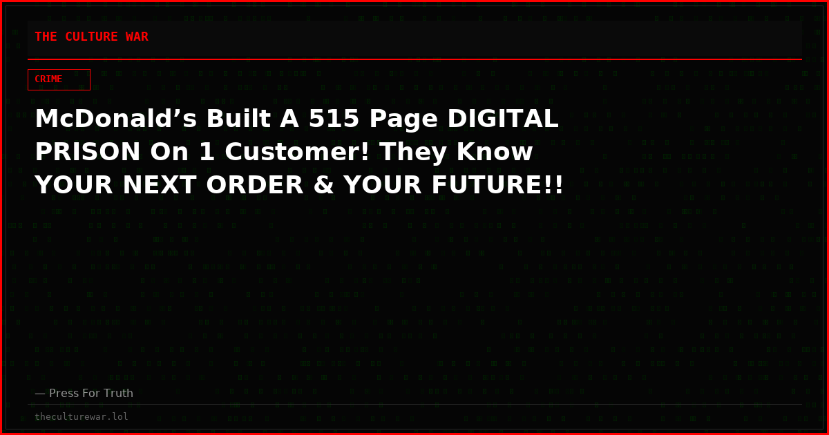 McDonald’s Built A 515 Page DIGITAL PRISON On 1 Customer! They Know YOUR NEXT ORDER & YOUR FUTURE!!