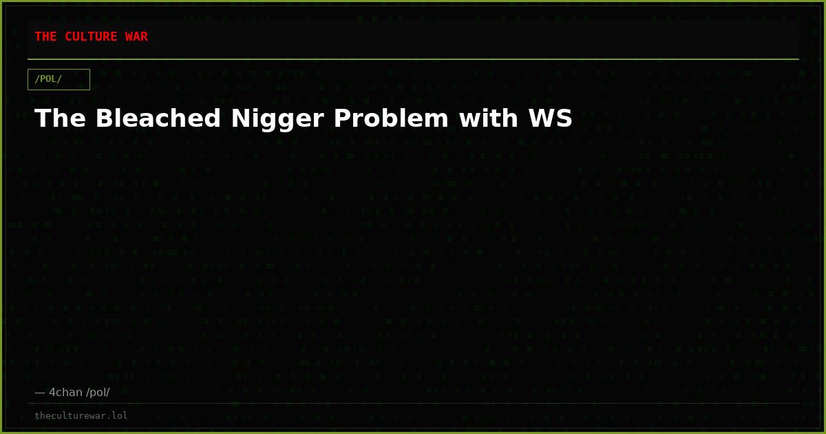 The Bleached Nigger Problem with WS
