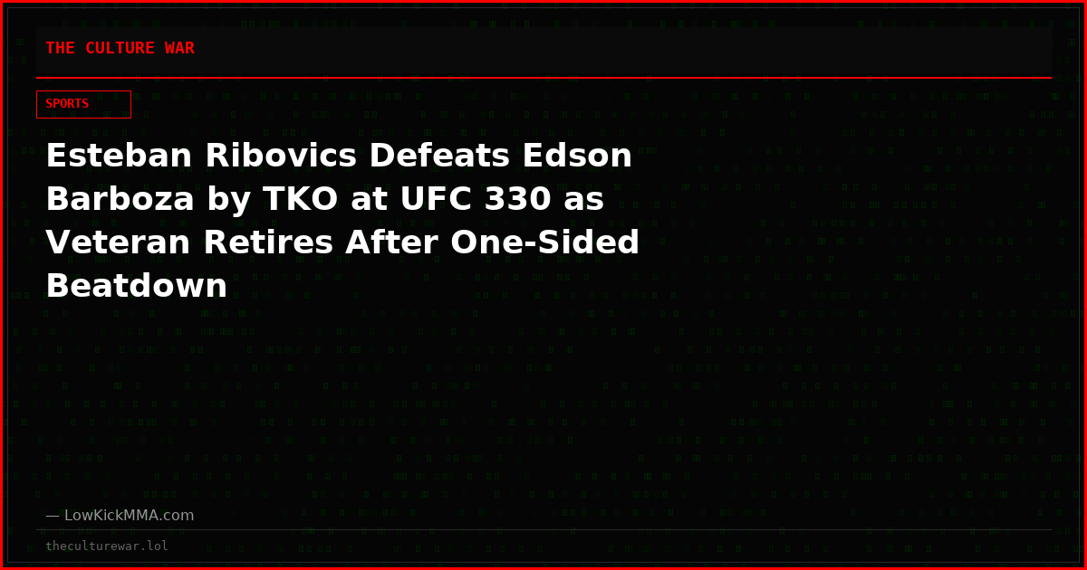 Esteban Ribovics Defeats Edson Barboza by TKO at UFC 330 as Veteran Retires After One-Sided Beatdown