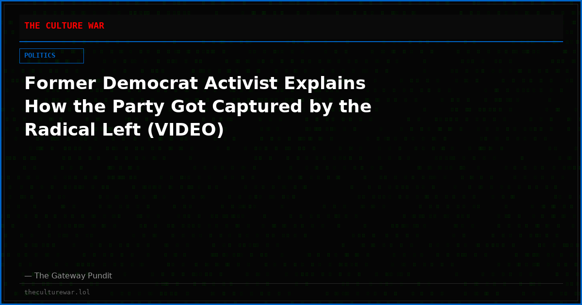 Former Democrat Activist Explains How the Party Got Captured by the Radical Left (VIDEO)