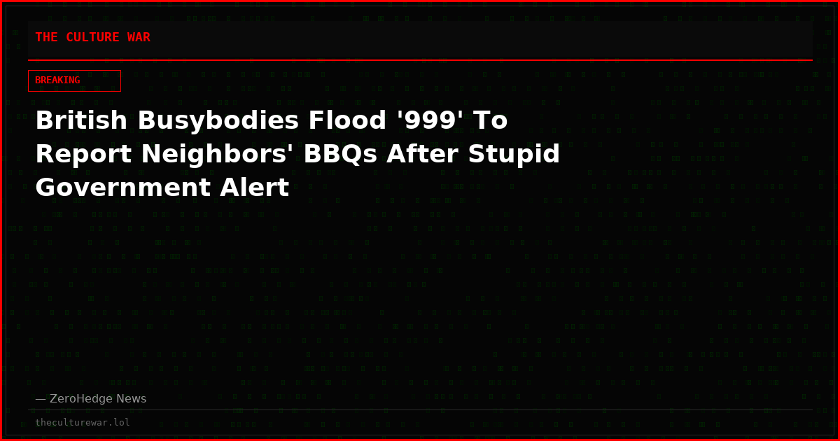 British Busybodies Flood '999' To Report Neighbors' BBQs After Stupid Government Alert