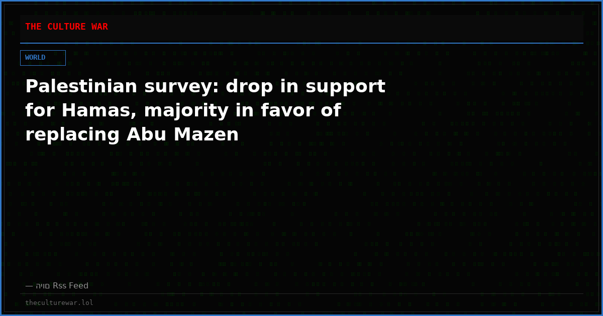 Palestinian survey: drop in support for Hamas, majority in favor of replacing Abu Mazen
