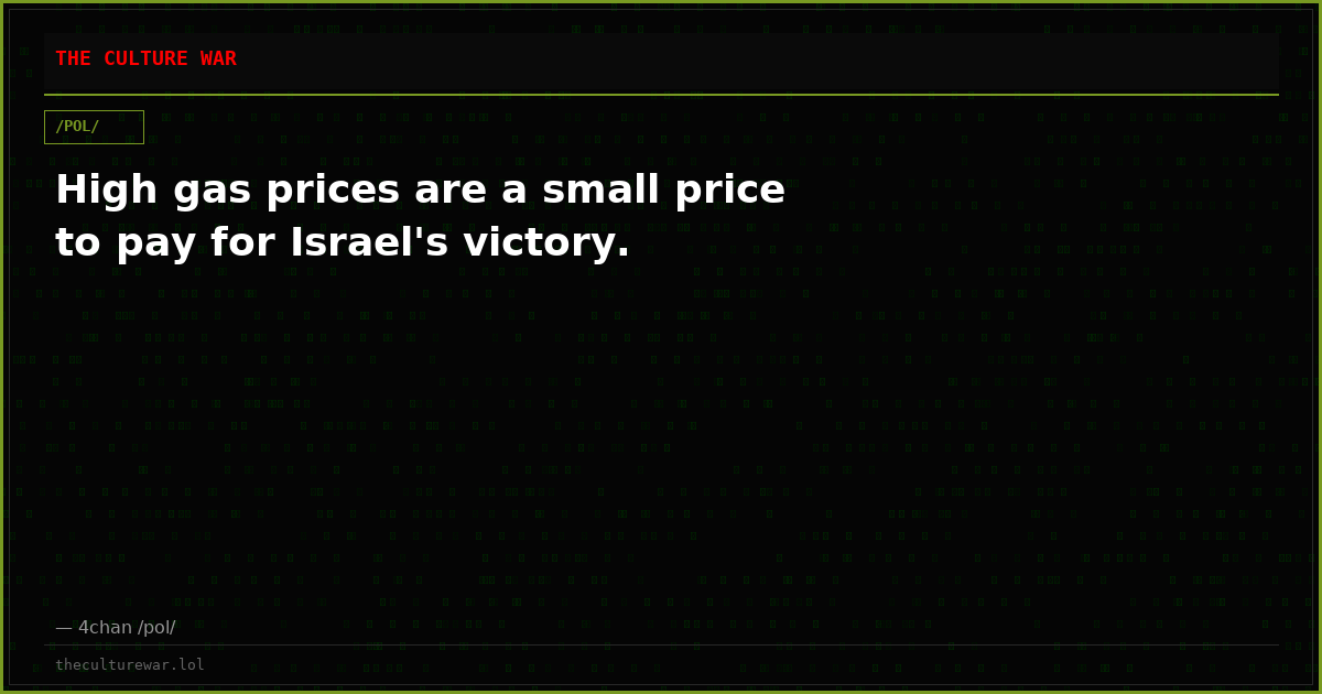 High gas prices are a small price to pay for Israel's victory.