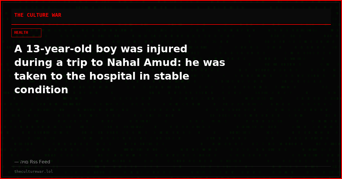 A 13-year-old boy was injured during a trip to Nahal Amud: he was taken to the hospital in stable condition