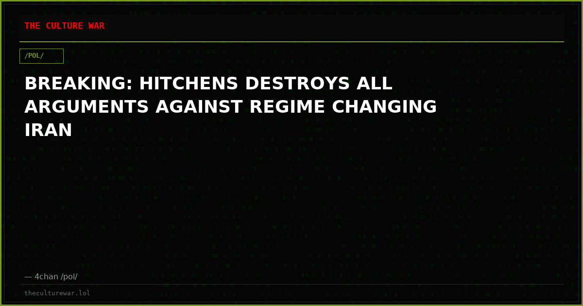 BREAKING: HITCHENS DESTROYS ALL ARGUMENTS AGAINST REGIME CHANGING IRAN