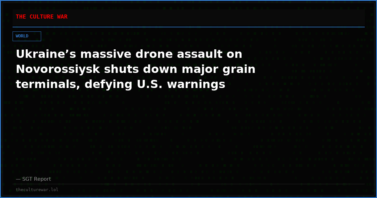 Ukraine’s massive drone assault on Novorossiysk shuts down major grain terminals, defying U.S. warnings